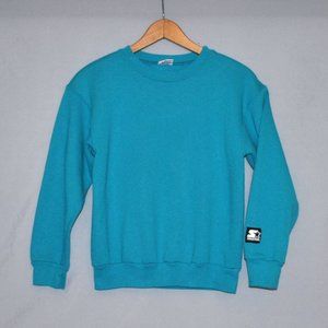 Vintage Starter Sweatshirt Size Youth 10-12 Teal Pullover Made In USA